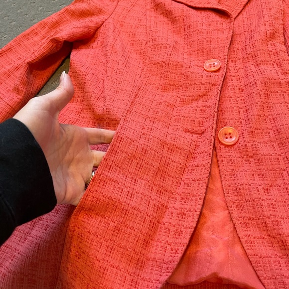 Lafayette 148 Coral 3/4 Sleeve 2 Button Blazer Jacket Size 12 - Picture 4 of 6